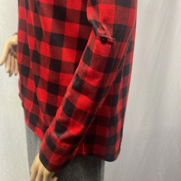 G Collection Womens Black & Red Plaid Long Sleeve Button Down Shirt - Picture 7 of 8